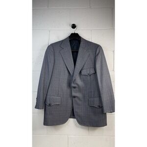 Vtg Burkhardt's Borchester Mens Wool Blazer Sport Coat Navy/Grey Blue Tweed 44S